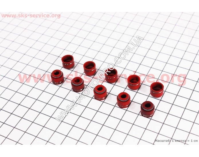 Сальник клапана КРАСНЫЙ жаростойкий, 10шт (309399)
