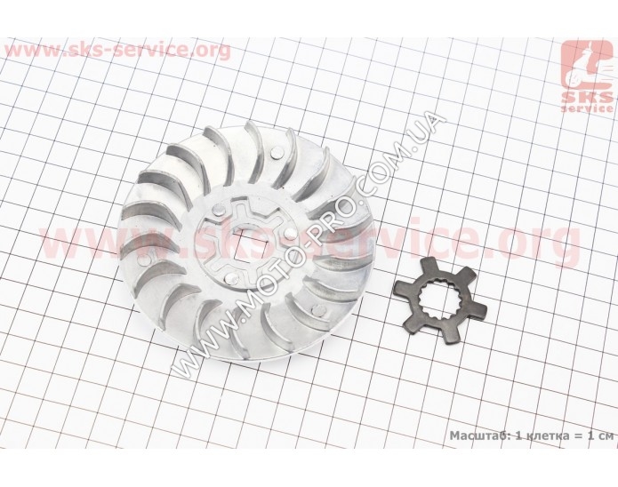 Крыльчатка вариатора переднего (под вал 16мм) + шайба "крест" Yamaha JOG90/STELS