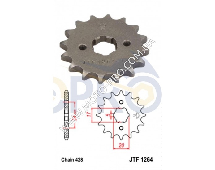 Звезда трансмиссии (передняя)   Delta   428-16T   JT SPROCKET   #JTF1264.16