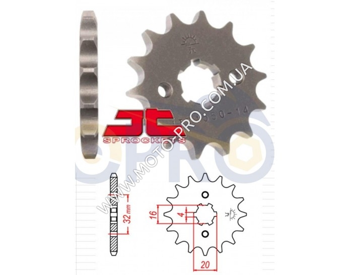 Зірка трансмісії (передня) Delta 428-14T JT SPROCKET #JTF1550.14